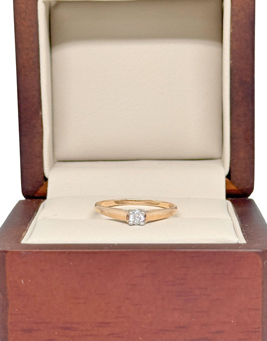 Anillo de Compromiso con Diamante Natural 0.11 ct | Oro Rosa 14K