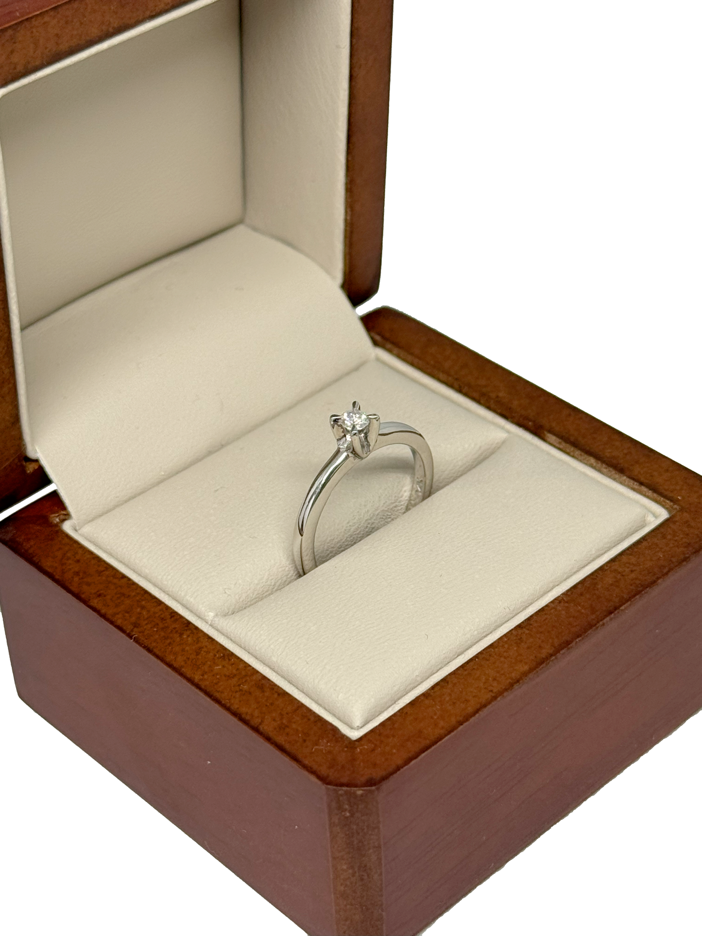 Anillo Solitario en Oro Blanco de 14K con Diamante Natural (.10 cts) DJ2412