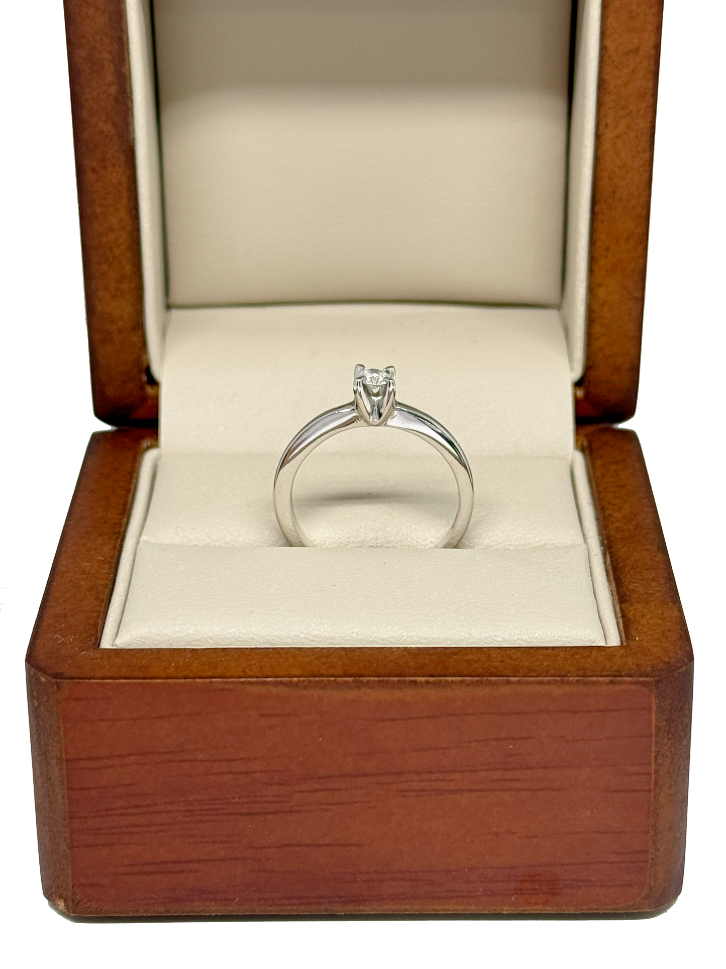 Anillo Solitario en Oro Blanco de 14K con Diamante Natural (.10 cts) DJ2412