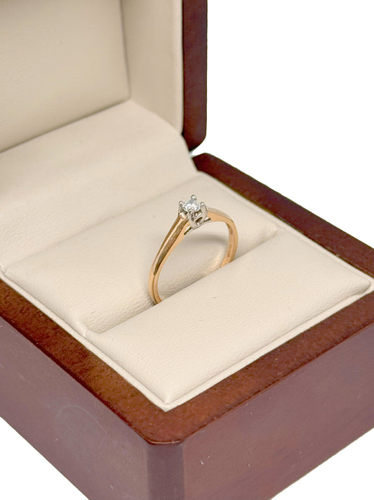 Anillo de Compromiso con Diamante Natural 0.11 ct | Oro Rosa 14K
