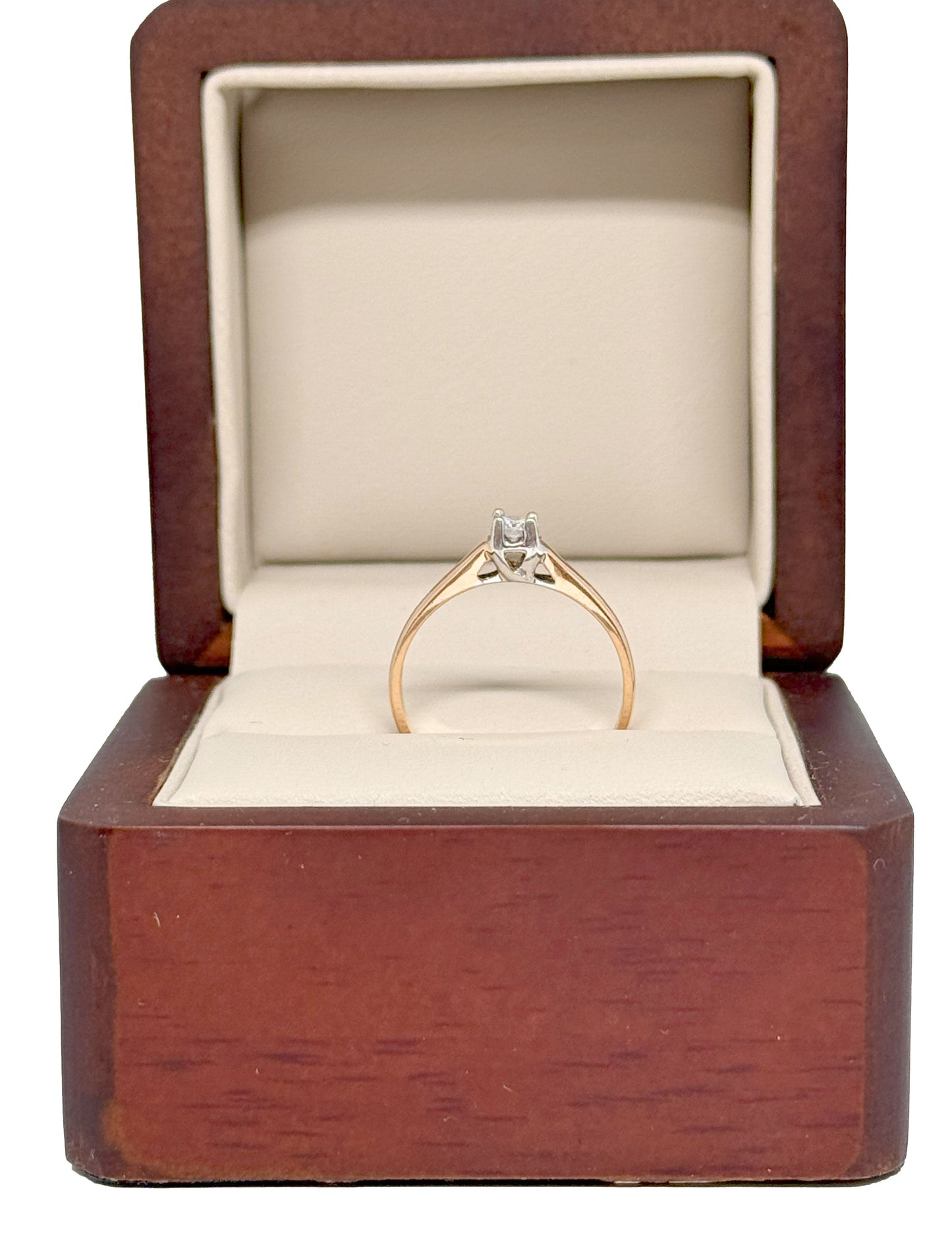 Anillo de Compromiso con Diamante Natural 0.11 ct | Oro Rosa 14K