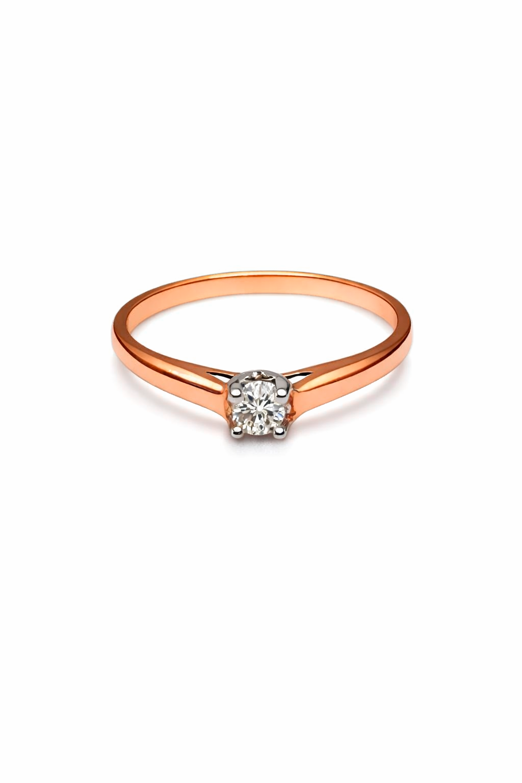 Anillo de Compromiso con Diamante Natural 0.11 ct | Oro Rosa 14K