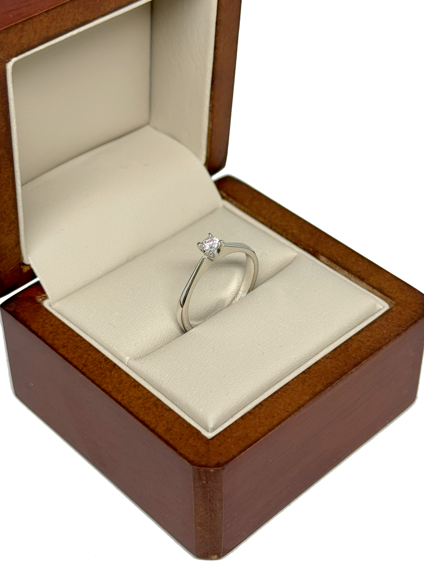 Anillo de Compromiso en Oro Blanco de 14K con Diamante Natural Redondo (.17 cts) DJ3910